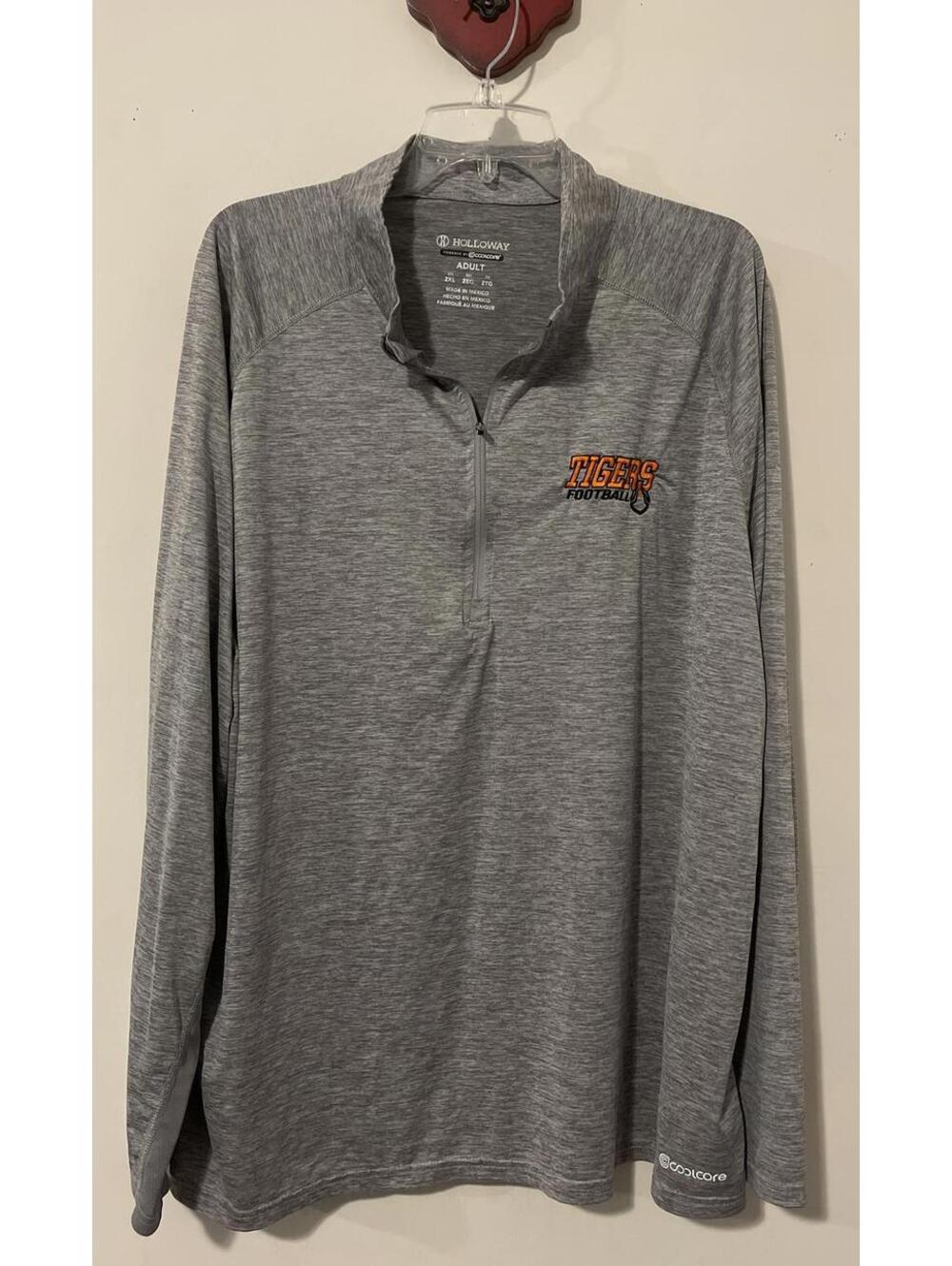 Tigers Football Holloway Mens 2xl Cool Core Gray Pullover 1/2-Zip Shirt! A3557